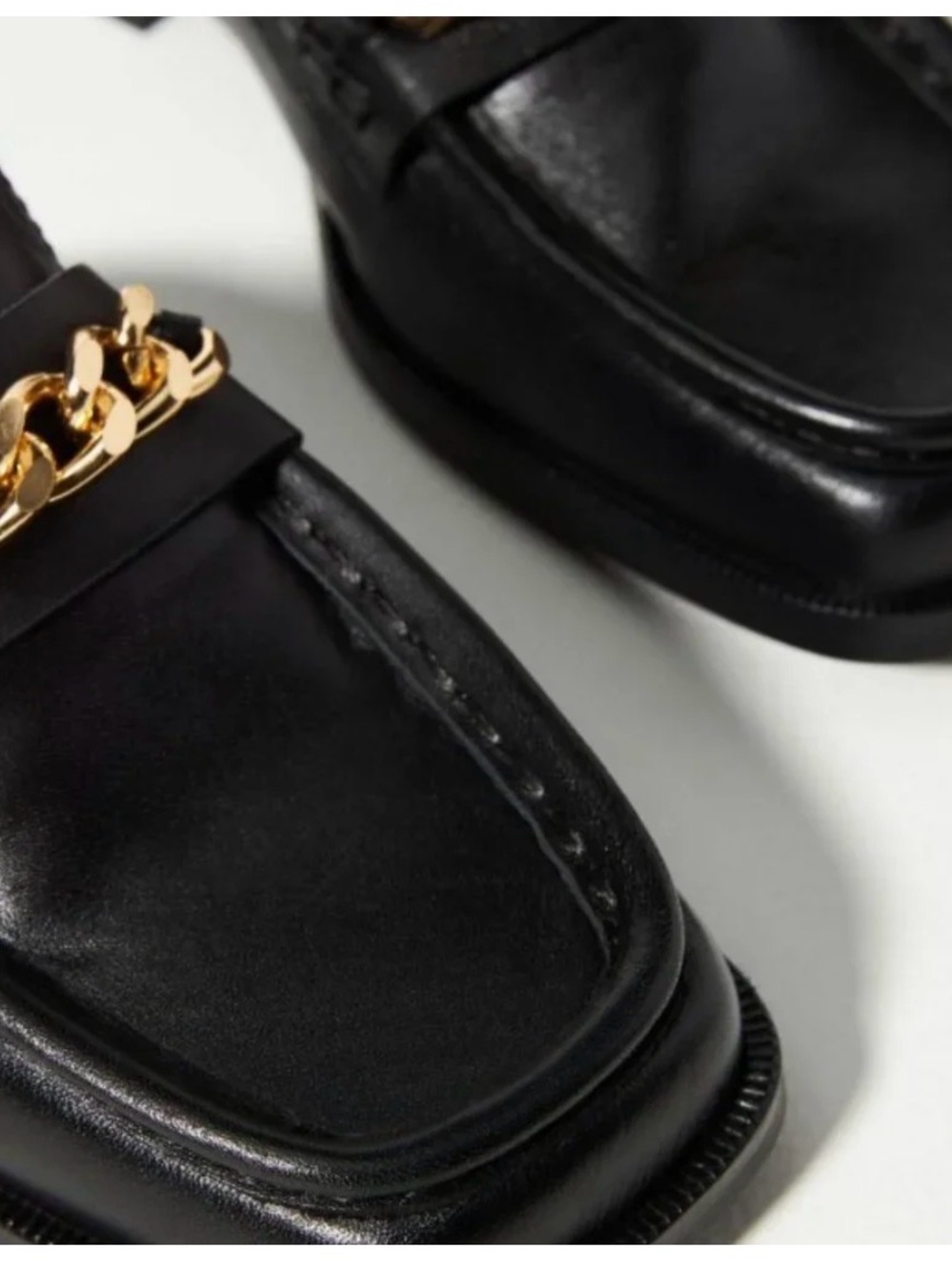 Maeve Anthropologie Black Leather Chain Loafer Mules Made in Spain EU 39 - Picture 2 of 8